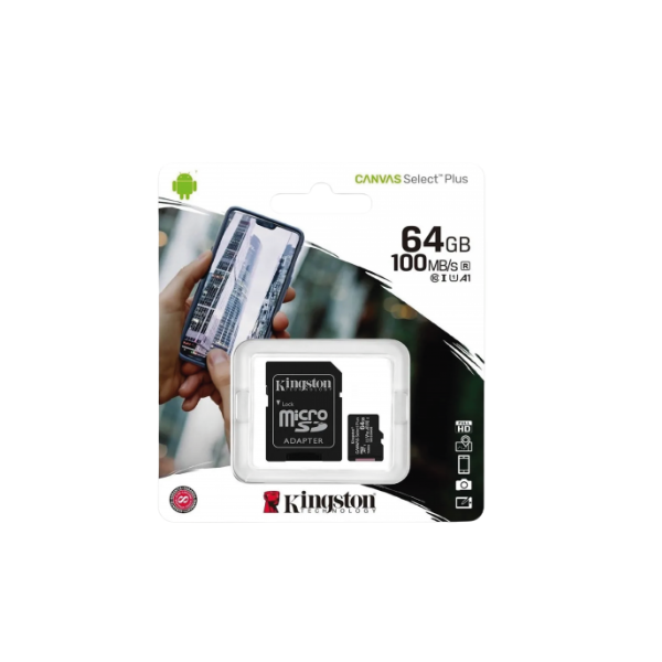 MICRO SD KINGSTON 64GB C/ADAP CLASE 10 UHS-1 SELECT PLUS