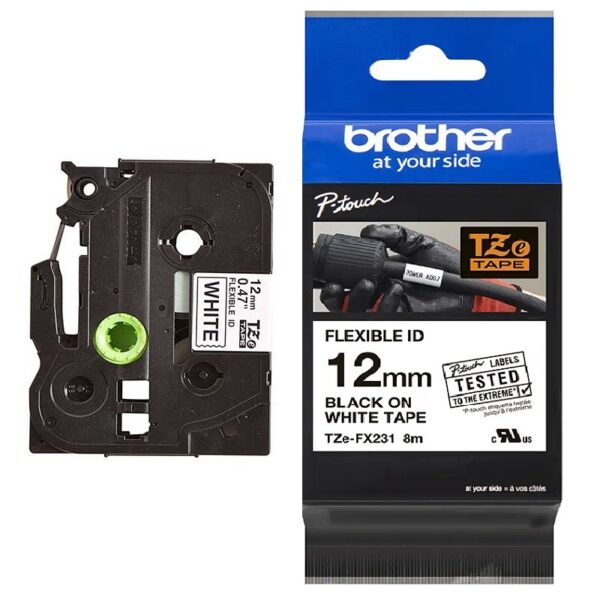 CINTA NEGRO EN BLANCO BROTHER 12MM – 8M