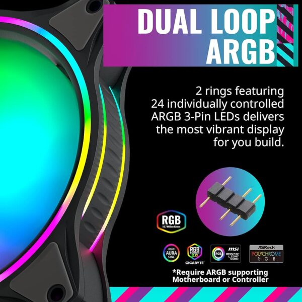 COOLER FAN COOLERMASTER MF120 LIRE ARGB PACK X3