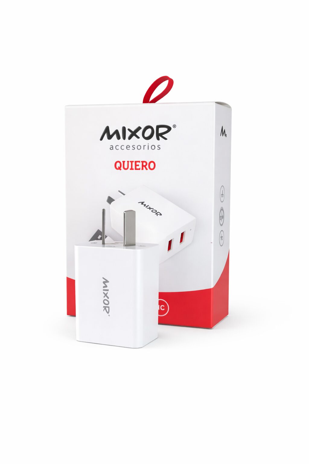 Cargador 220V MIXOR – 51A – 2 USB + Cable Tipo C – QUIERO *