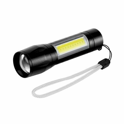 LINTERNA PLÁSTICA CON LUZ LED * (recargable con usb) (Con cajita)